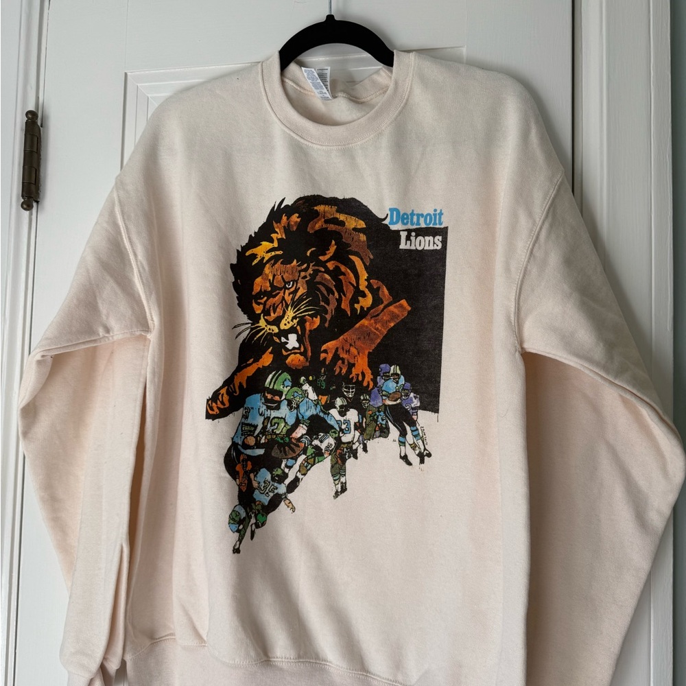 Gildan Cream Detroit Lions Crewneck Sweater